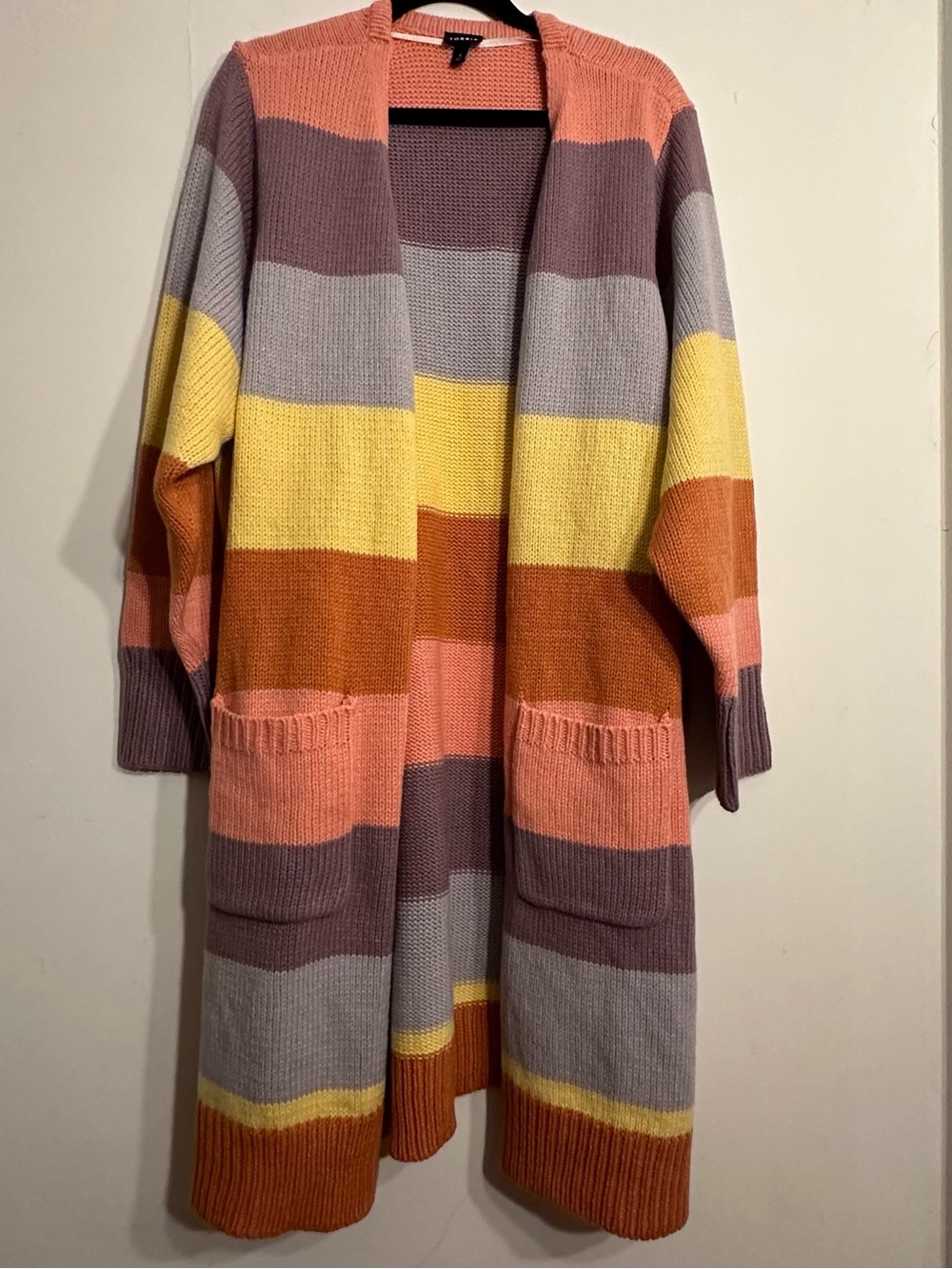 Torrid Striped Open-Front Long Cardigan / Duster Sweater